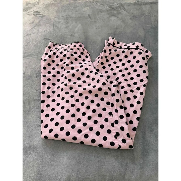 Victoria's Secret Pink Black Polka Dot Elastic Waistband Pajama bottom Long Size - Picture 3 of 7